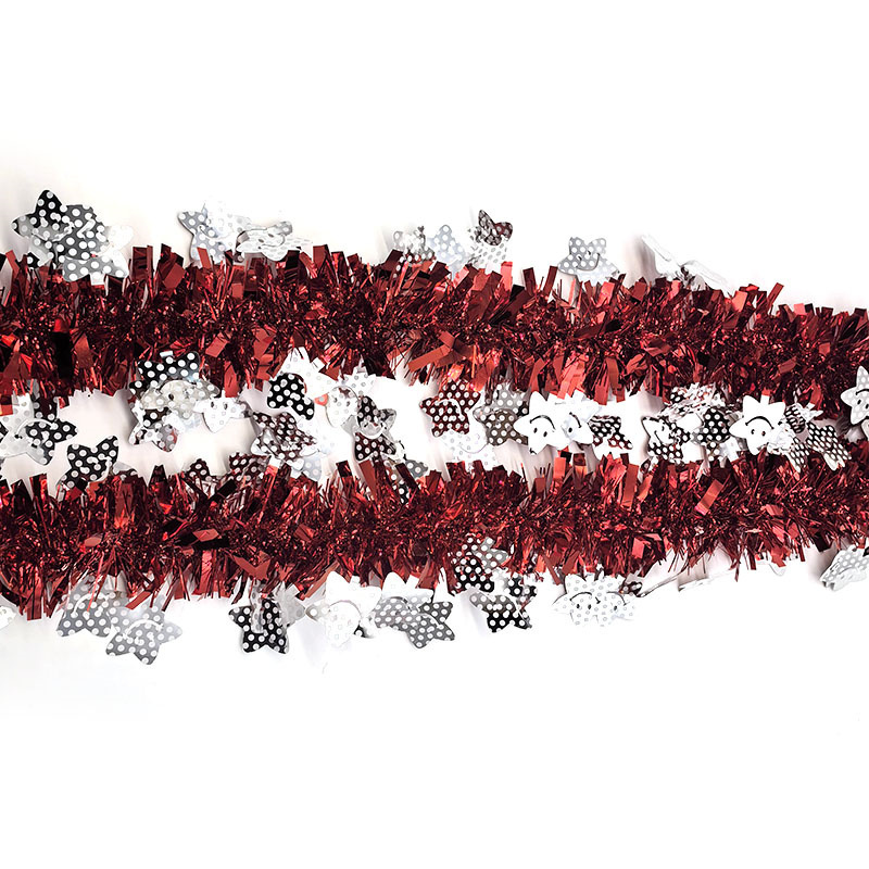 New Popular Christmas Stripes Snowflake Tinsel Garland For Outdoor Christmas Decoration Halloween Tinsel Garland