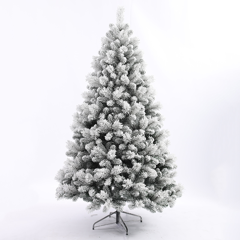 Simple Setup Snow Flocked Christmas Tree Pe And Pvc Pine Needle Mix Hinged Xmas Tree With Glitter