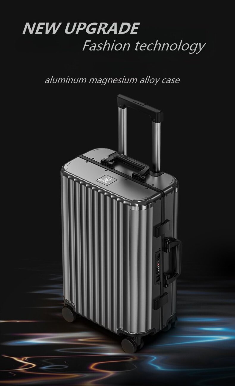 2024 new Pure metal suitcase  aluminum magnesium alloy luggage case sets large capacity aluminum frame with TSA code lock