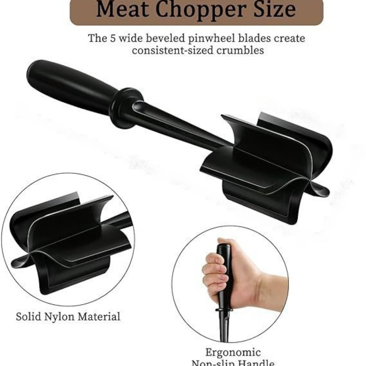 Smart Kitchen Tool Hand-Held Meat Chopper and Scraper for Cooking and Stirring