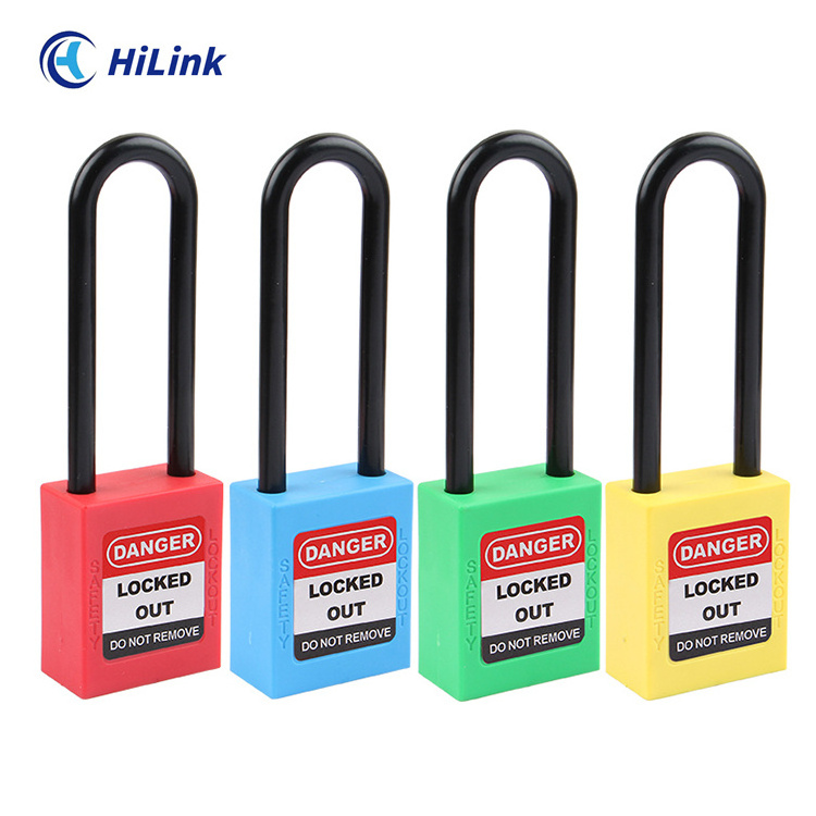 HiLink Wholesale Top Security LOTO Multicolor Non-conductive 76mm Long Nylon Shackle Safety Padlock With Key