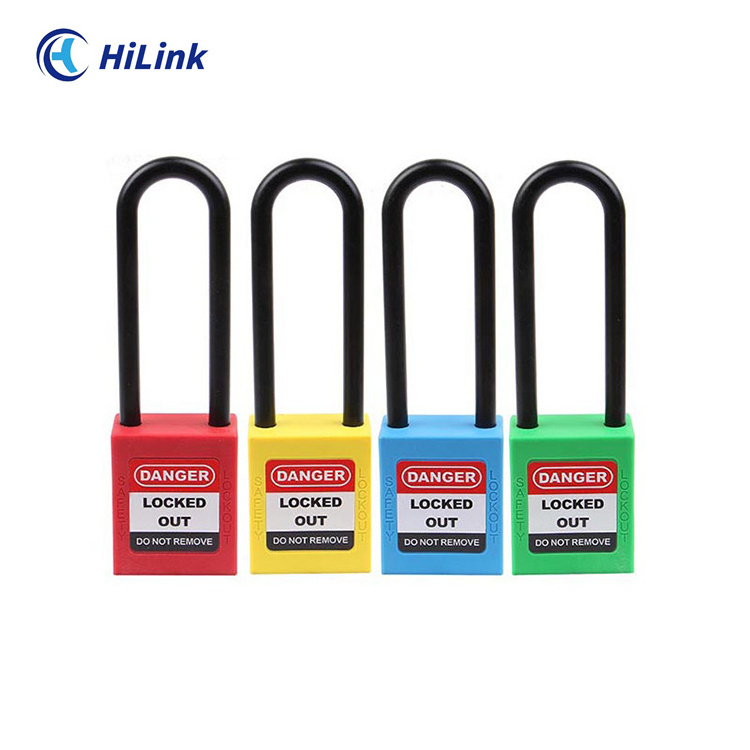 HiLink Wholesale Top Security LOTO Multicolor Non-conductive 76mm Long Nylon Shackle Safety Padlock With Key