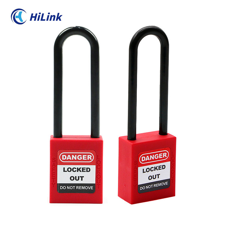 HiLink Wholesale Top Security LOTO Multicolor Non-conductive 76mm Long Nylon Shackle Safety Padlock With Key