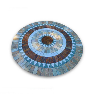 Decorative Slate Stone Mosaic Pattern Design Outdoor Paving Round Multicolor Splice Tiles Natural Slate Wall For Flooring