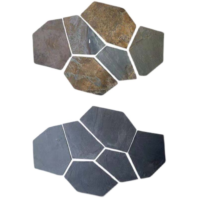 Random Size Garden Natural Crazy Paving Stepping Stones Black stone for Walling Flooring Slate Driveway Paver Flagstone Tiles