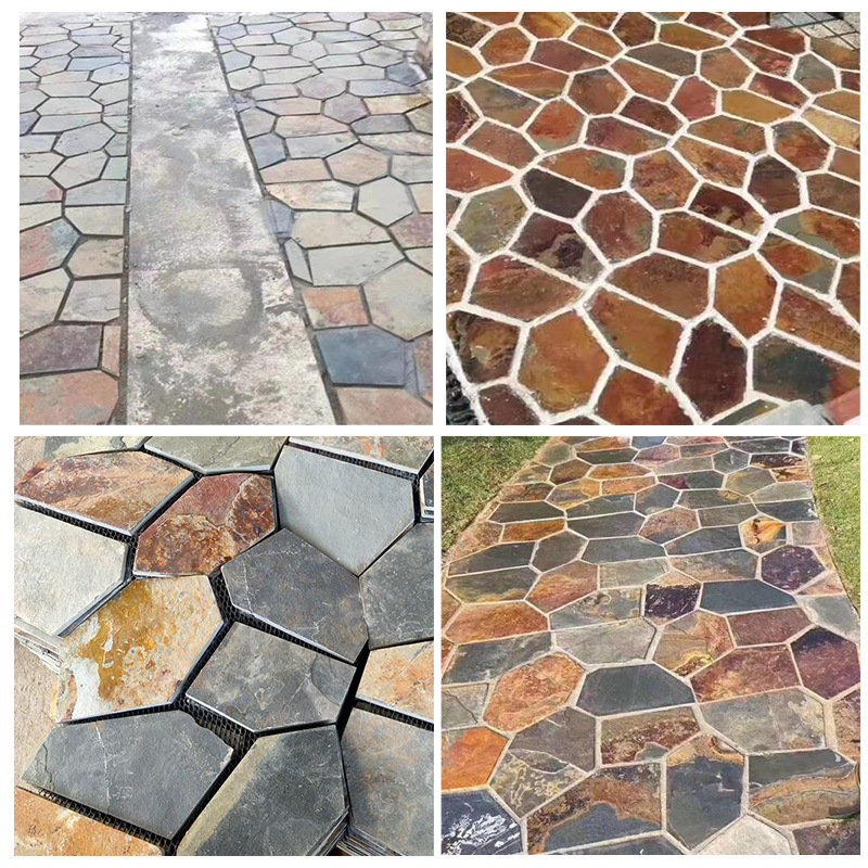 Natural Paving Stone Flagstone for Garden Paths Slate Tiles Irregular Shape Ice Cracked Stone for Wall Veneer Stones