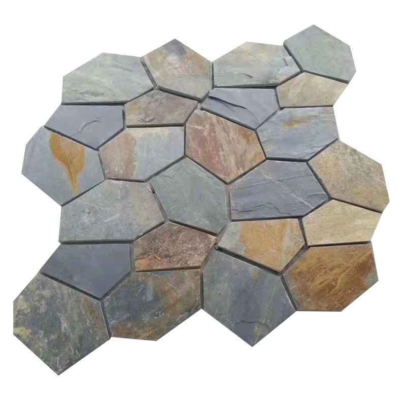 Random Size Garden Natural Crazy Paving Stepping Stones Black stone for Walling Flooring Slate Driveway Paver Flagstone Tiles