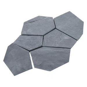 Random Size Garden Natural Crazy Paving Stepping Stones Black stone for Walling Flooring Slate Driveway Paver Flagstone Tiles