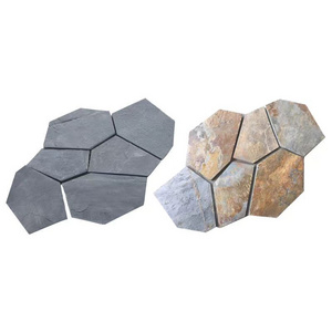 Natural Irregular Charcoal Black Slate Stones Tile Flooring Crazy Paving Slate Flagstone Patio Landscaping Garden Stone slate