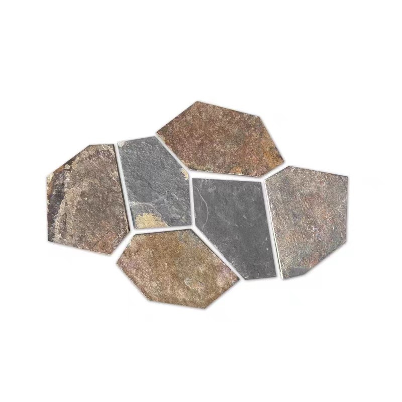 Random Size Garden Natural Crazy Paving Stepping Stones Black stone for Walling Flooring Slate Driveway Paver Flagstone Tiles