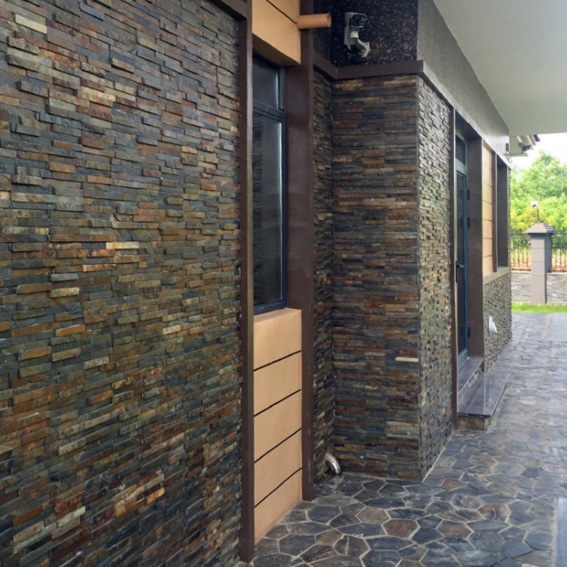 Natural Rusty Stacked Stone Fireplace Culture Stone Exterior Wall Cladding Ledgestone Durable Use Wall Decoration Cultured Stone