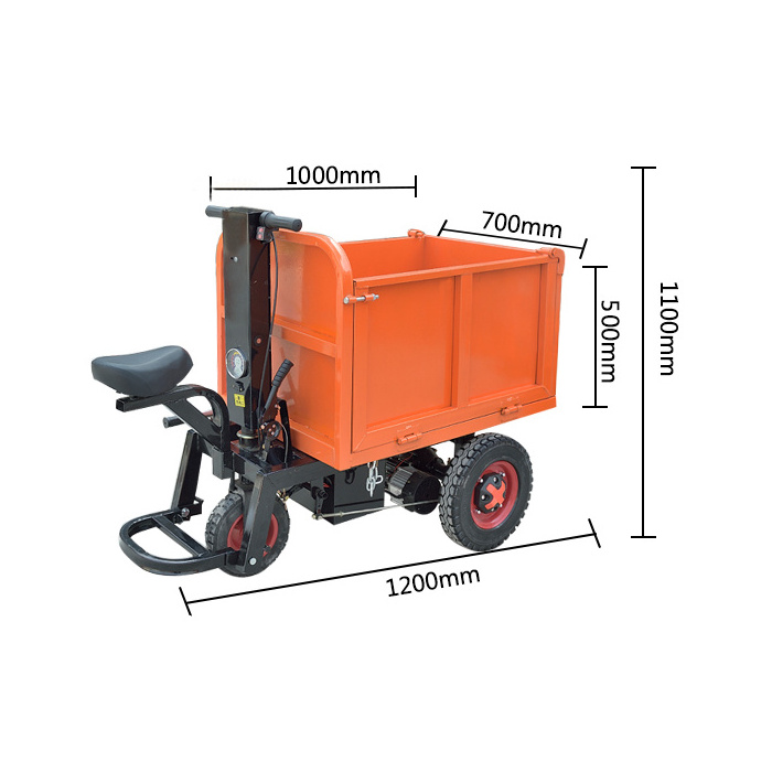 Good quality Electric Battery Power electric wheelbarrow self loading Barrow Mini Dumper with 3 wheels