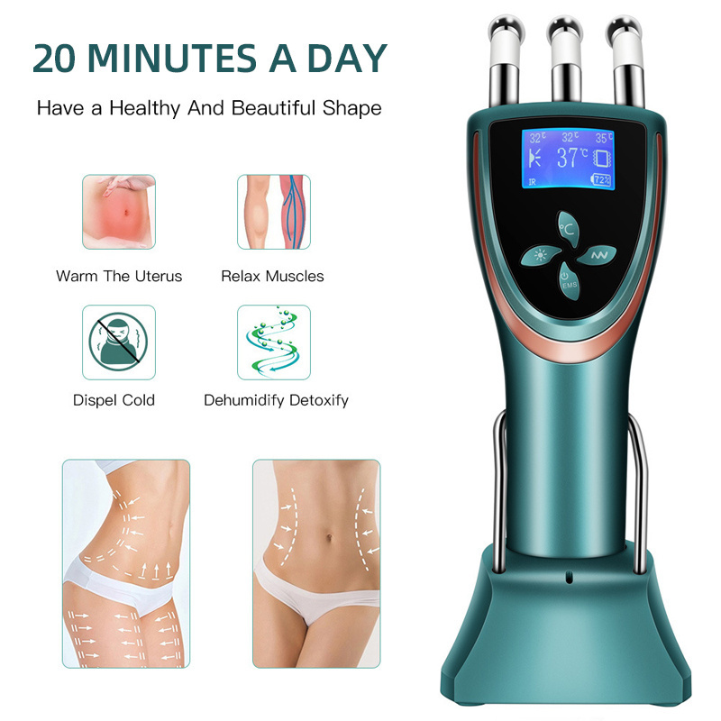 Electric 3 Head Lymphatic Drainage EMS Heating Scrapping Guasha Magnetic For Woman Skin Care Anti Wrinkle Beauty Device