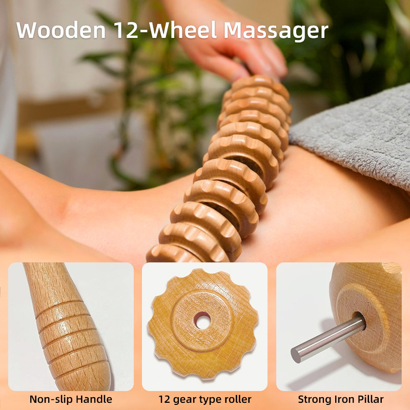 5 in 1  Hot Selling Wood Therapy Massage Tool  massage roller Body Guasha Set wood therapy massage tools