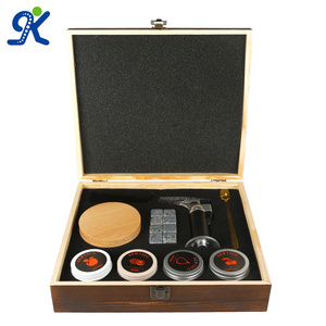 Wooden Box Cocktail Smoker Kit Gift Set Whiskey Smoker Infuser Kit for Drinking with Ice  Stones Cubes Torch and Wood Chips