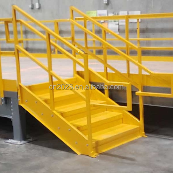 Outdoor Industrial Galvanized Steel Stair Metal Staircase with Balustrades & Handrails for Exterior Use