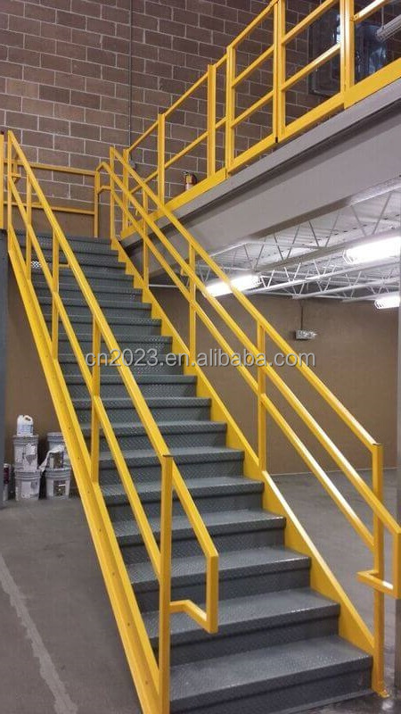 Outdoor Industrial Galvanized Steel Stair Metal Staircase with Balustrades & Handrails for Exterior Use