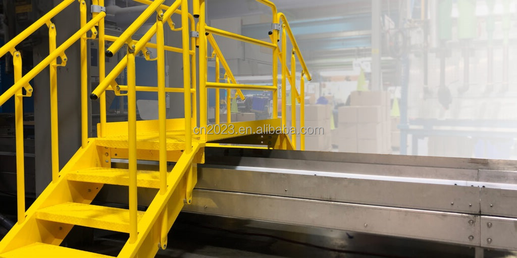 Outdoor Industrial Galvanized Steel Stair Metal Staircase with Balustrades & Handrails for Exterior Use