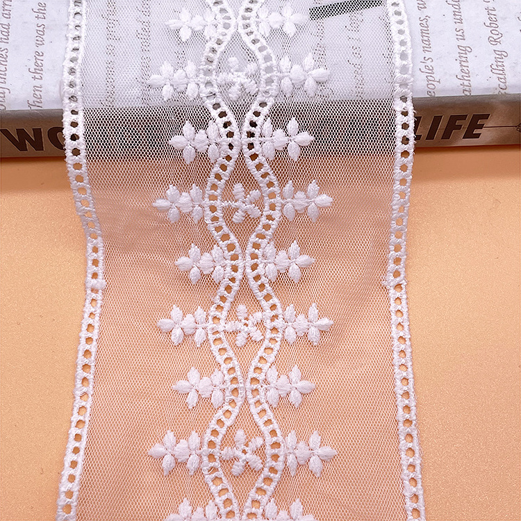 Supplier wholesale milk silk screen cloth embroidery women's dress decorative lace accessories lace trim ribbon