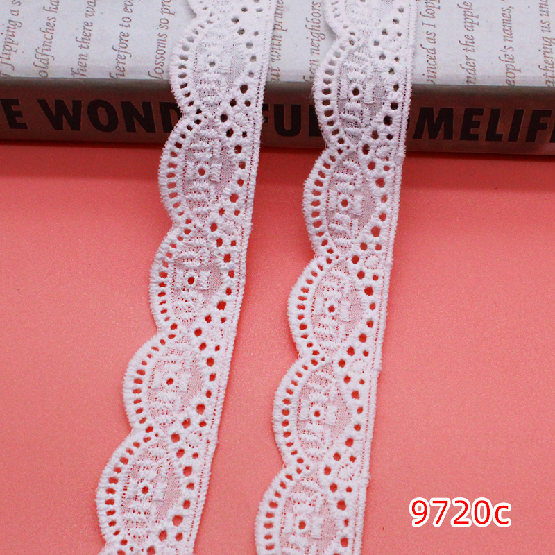 Luxury High Quality Embroidered Lace Cotton Eyelet Trim Fabric for Clothing Bags Decorations Customized