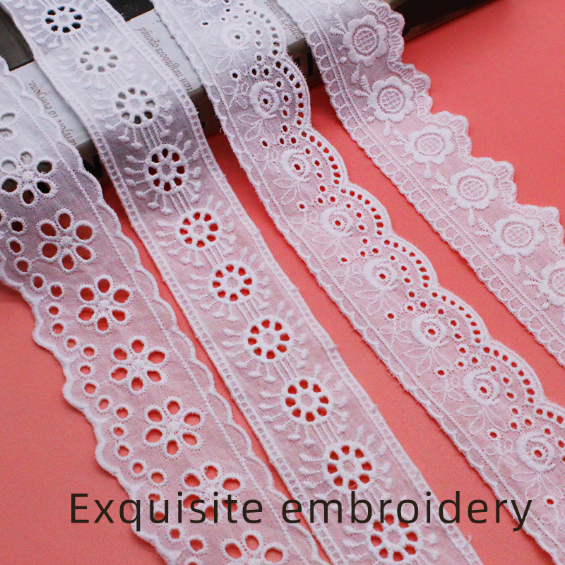 Fabric for Clothing Hot Selling Luxury Eyelet Trim Embroidery Lace Cotton Dress Cloth Material Fashionable Sewing Embroidery