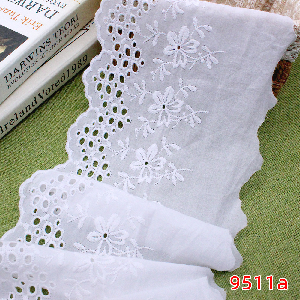 High quality embroidered cotton voile fabric for women cloths 2023 cotton lace trimming