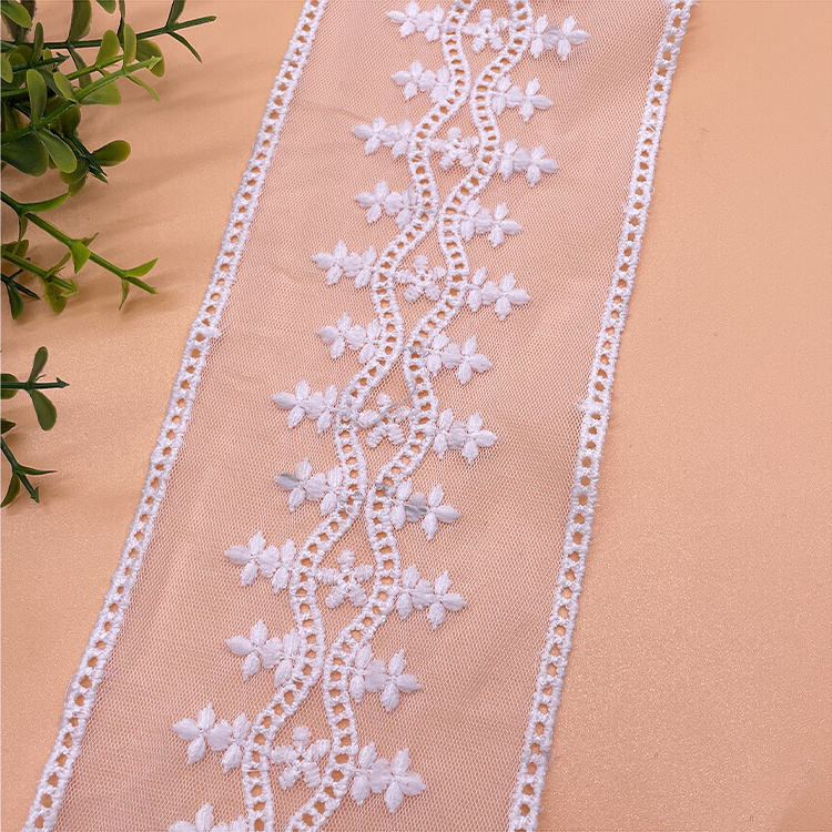 Supplier wholesale milk silk screen cloth embroidery women's dress decorative lace accessories lace trim ribbon