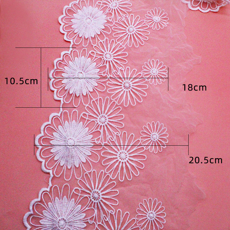 Custom Elegant white lace trim embroidery mesh flower fabric for underwear children's clothes