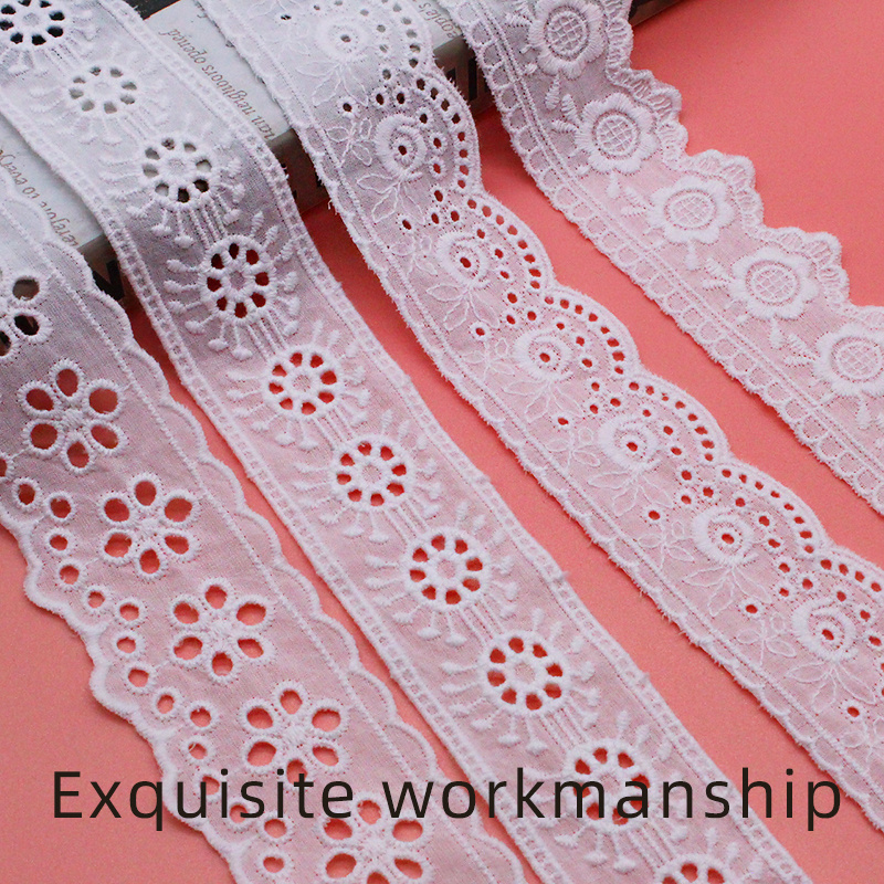 Fabric for Clothing Hot Selling Luxury Eyelet Trim Embroidery Lace Cotton Dress Cloth Material Fashionable Sewing Embroidery