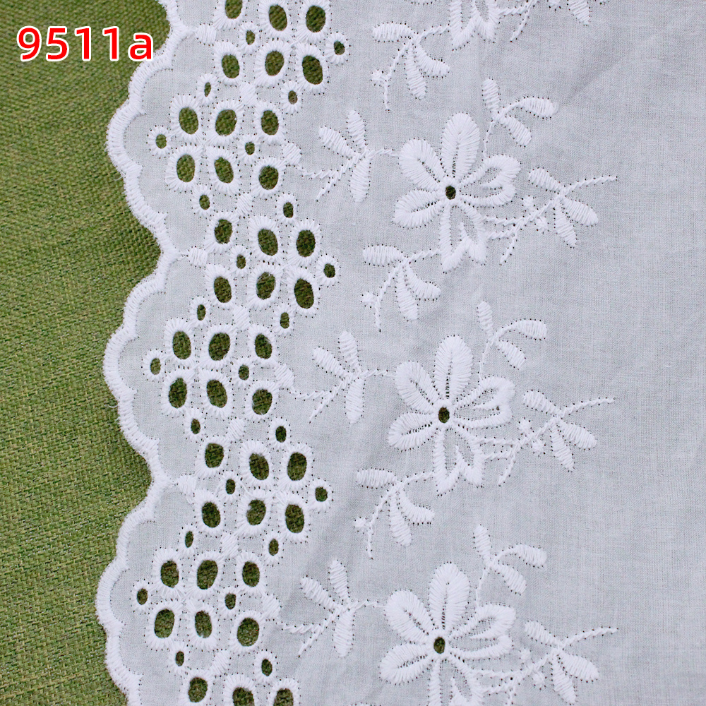 High quality embroidered cotton voile fabric for women cloths 2023 cotton lace trimming