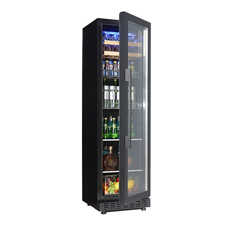 Freestanding Glass Display Single Doors Beverage Wine Refrigerator With Lock