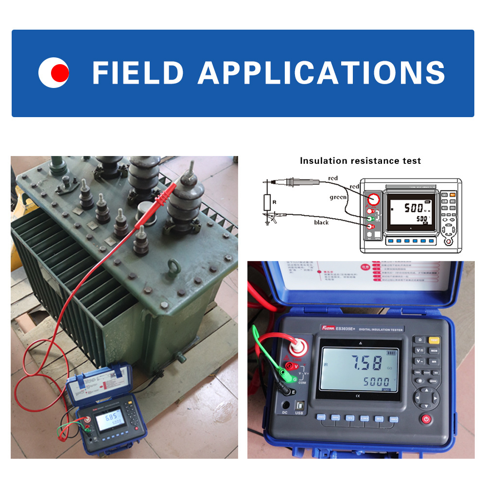 FUZRR ES3035+ Megohmmeter 100V/250V/500V/1KV/2.5KV/5KV 0.01Mohm-2000Gohm Insulation Resistance Tester Multimeter