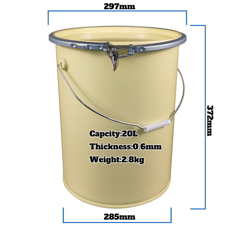 Steel 5 gallon 20L Empty Sturdy Chemical Bucket Drum Barrel Pail With Smooth Lid Recyclable