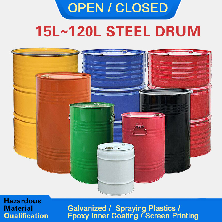 15L 20L 25 litre 30L 35L 50L 60L 100L 120L 30 gallon customized steel drum for shipping