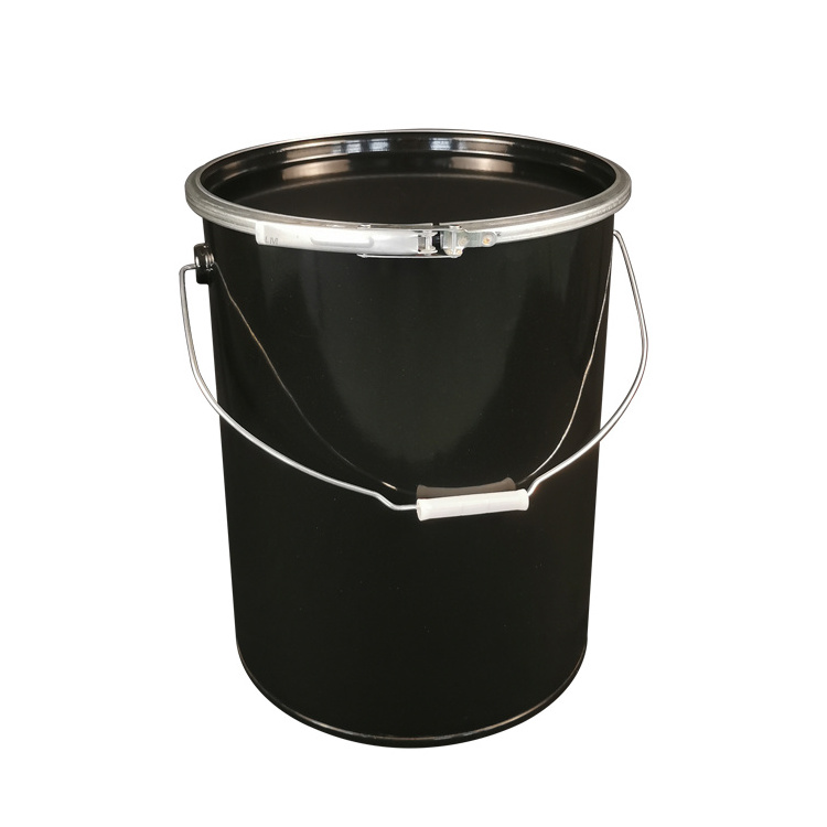 Black Iron Sheet Drums 20 Liter Steel 5 Gallon Barrel Bucket Recyclable Open Head Drum For Chemical