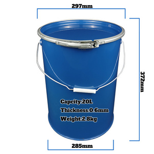 Open Head Steel 20L Bucket Empty Recyclable Paint Barrel Drum Pail 5 Gallon Colorful Metal Chemical