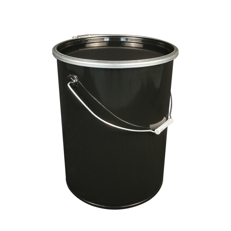 Black Iron Sheet Drums 20 Liter Steel 5 Gallon Barrel Bucket Recyclable Open Head Drum For Chemical