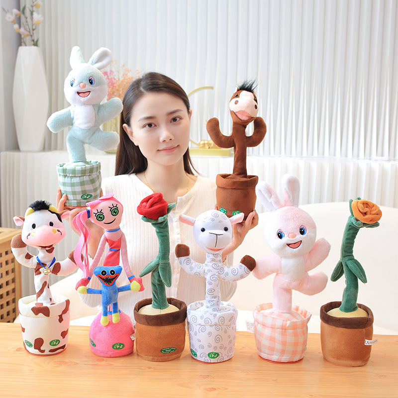 Hot Sale Dancing and swinging music animal electronic plush toys Funny Wriggle Doll Talking Game Singing Plush Toy Recording