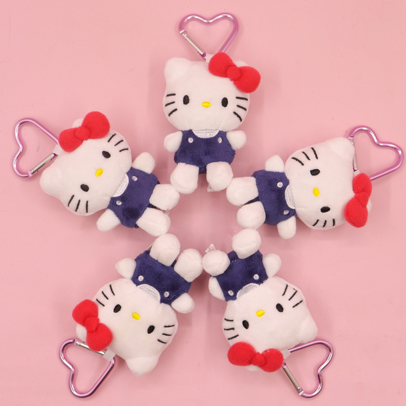 New kawaii Sanrio 10cm Hello Kt Plush Keychains Classic Kitty Designs Soft Plushie Cartoon keychain toys for girls