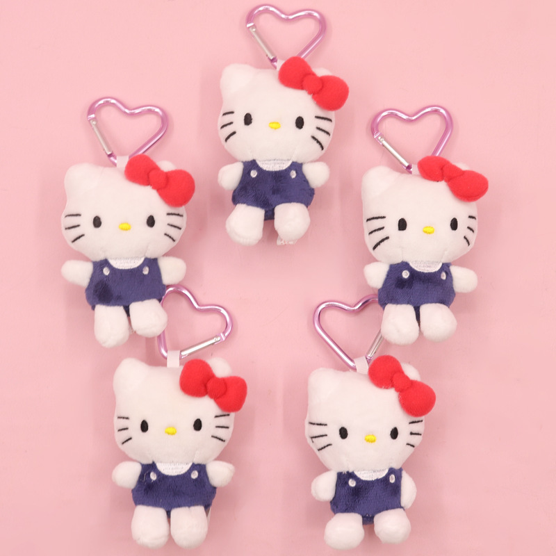 New kawaii Sanrio 10cm Hello Kt Plush Keychains Classic Kitty Designs Soft Plushie Cartoon keychain toys for girls