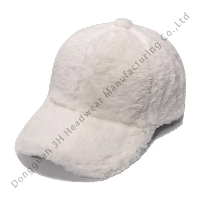 Wholesale Adjustable 6 Panel Sports Winter Hats Custom Logo Faux Fur Baseball Caps