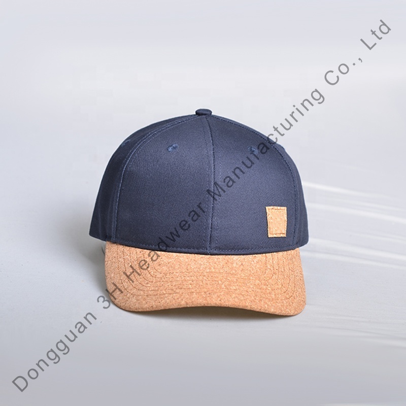 High Quality Wood Curved Brim Design Your Own 6 Panel Gorras for Men Custom Logo Cork Visor Baseball Caps Hats