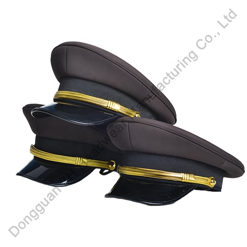 High Quality Design Classic Cosplay Captain Hat with Visor Custom Logo Conductor Officer Hats Peaked Caps