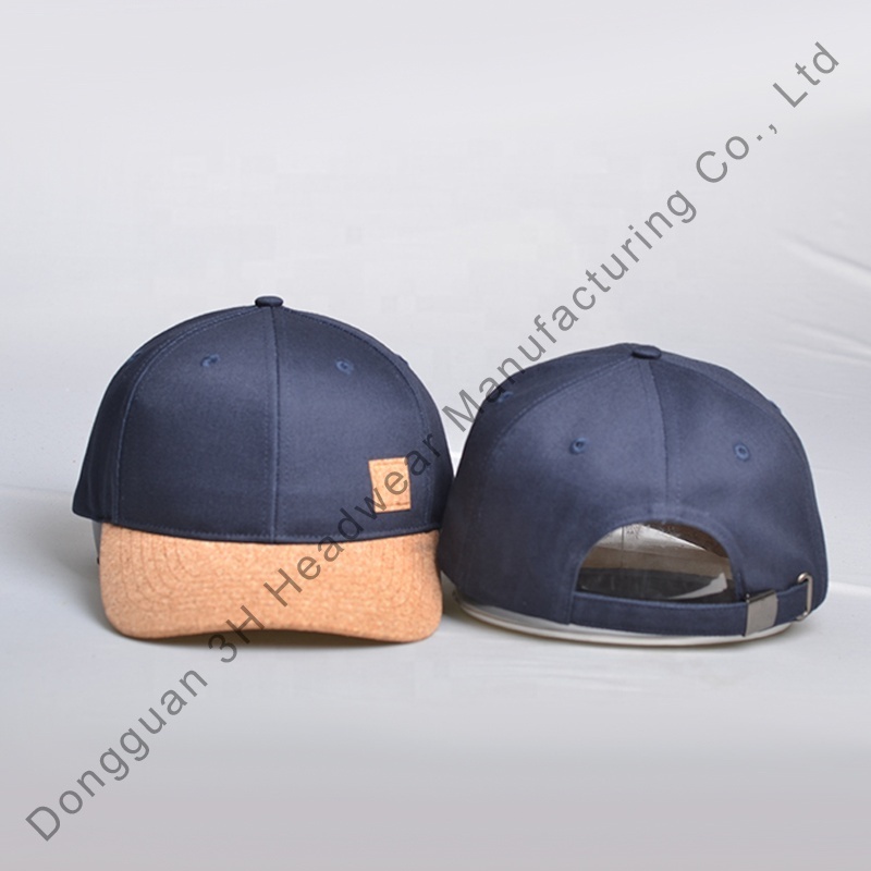 High Quality Wood Curved Brim Design Your Own 6 Panel Gorras for Men Custom Logo Cork Visor Baseball Caps Hats