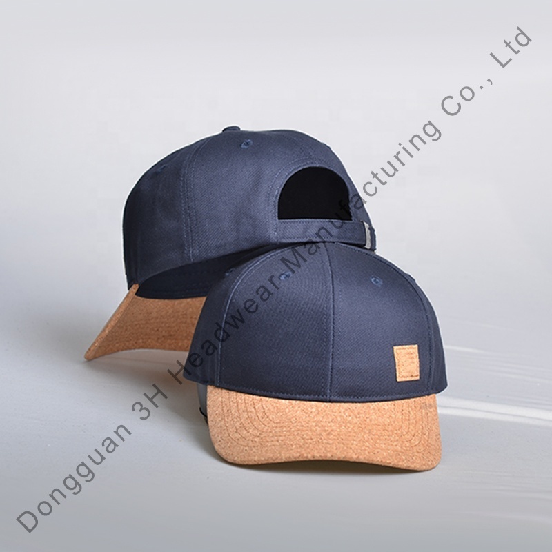 High Quality Wood Curved Brim Design Your Own 6 Panel Gorras for Men Custom Logo Cork Visor Baseball Caps Hats