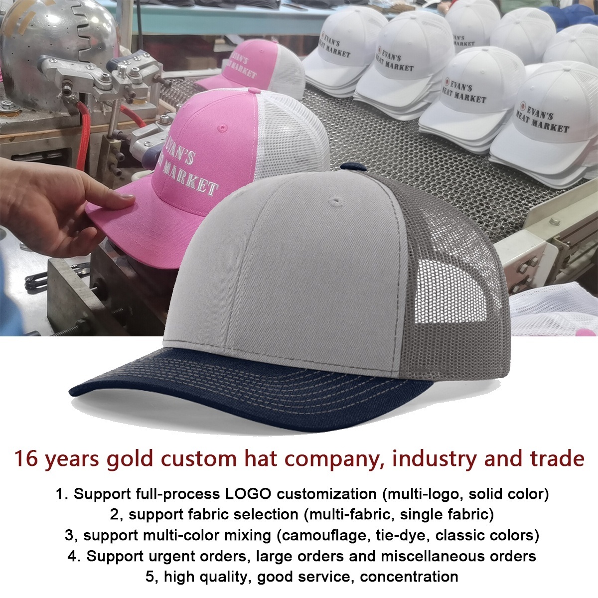 3HCAP Professional Blank Mesh Gorras Custom Richardson 112 Trucker Caps Hats