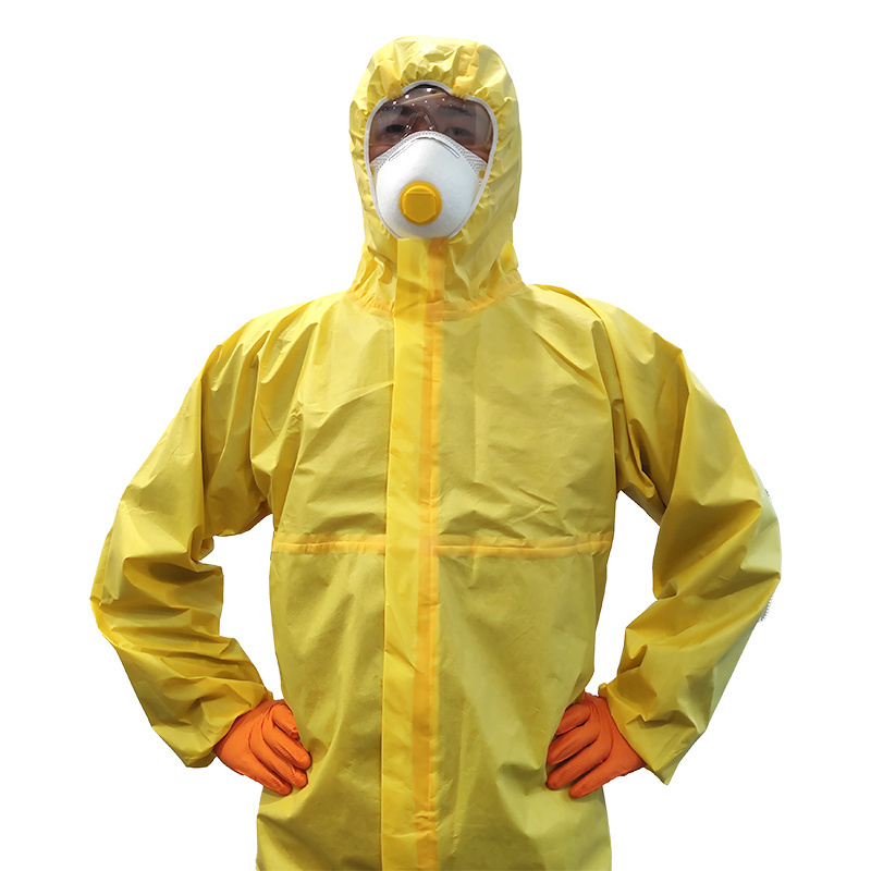 yellow disposable coverall microporous protective painter workwear chemical protective coverall tapes safety