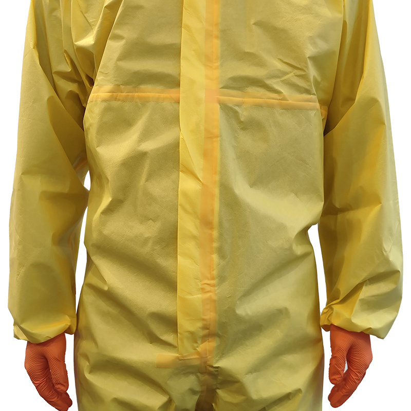 yellow disposable coverall microporous protective painter workwear chemical protective coverall tapes safety