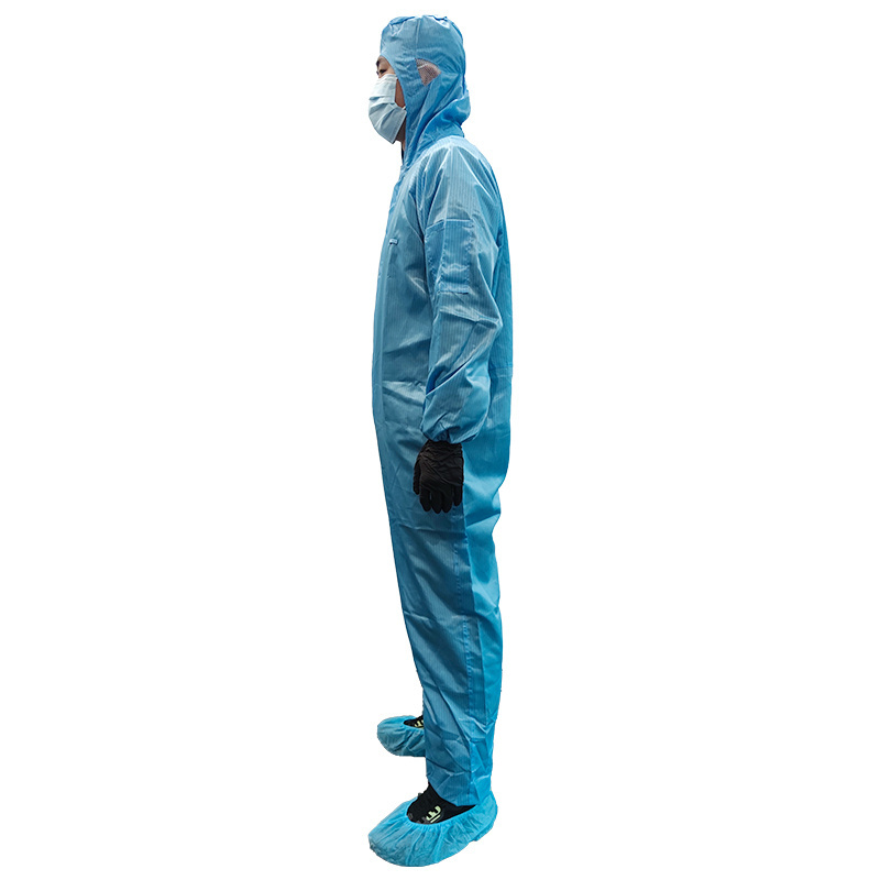 Factory OEM Blue Custom Hood Industrial Working Uniform Workwear Lab Laboratory Antistatic Cleanroom Clothing