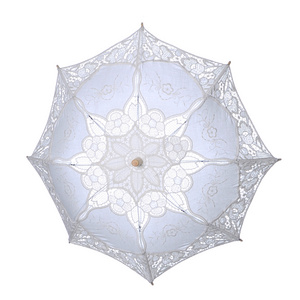 Large Handmade Artificial White Umbrella Vintage Lace Manual Opening  Umbrella Black Bride Parasol For Wedding Sun Umbrella